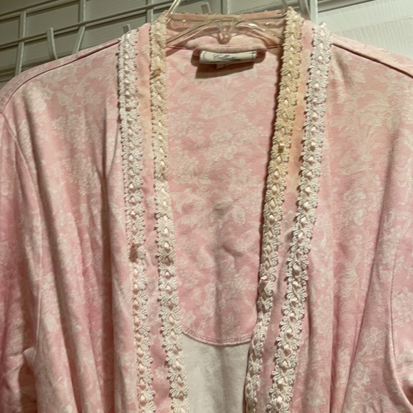 Charter Club Pink Cotton  Lace Trim Robe Large - Picture 2 of 4